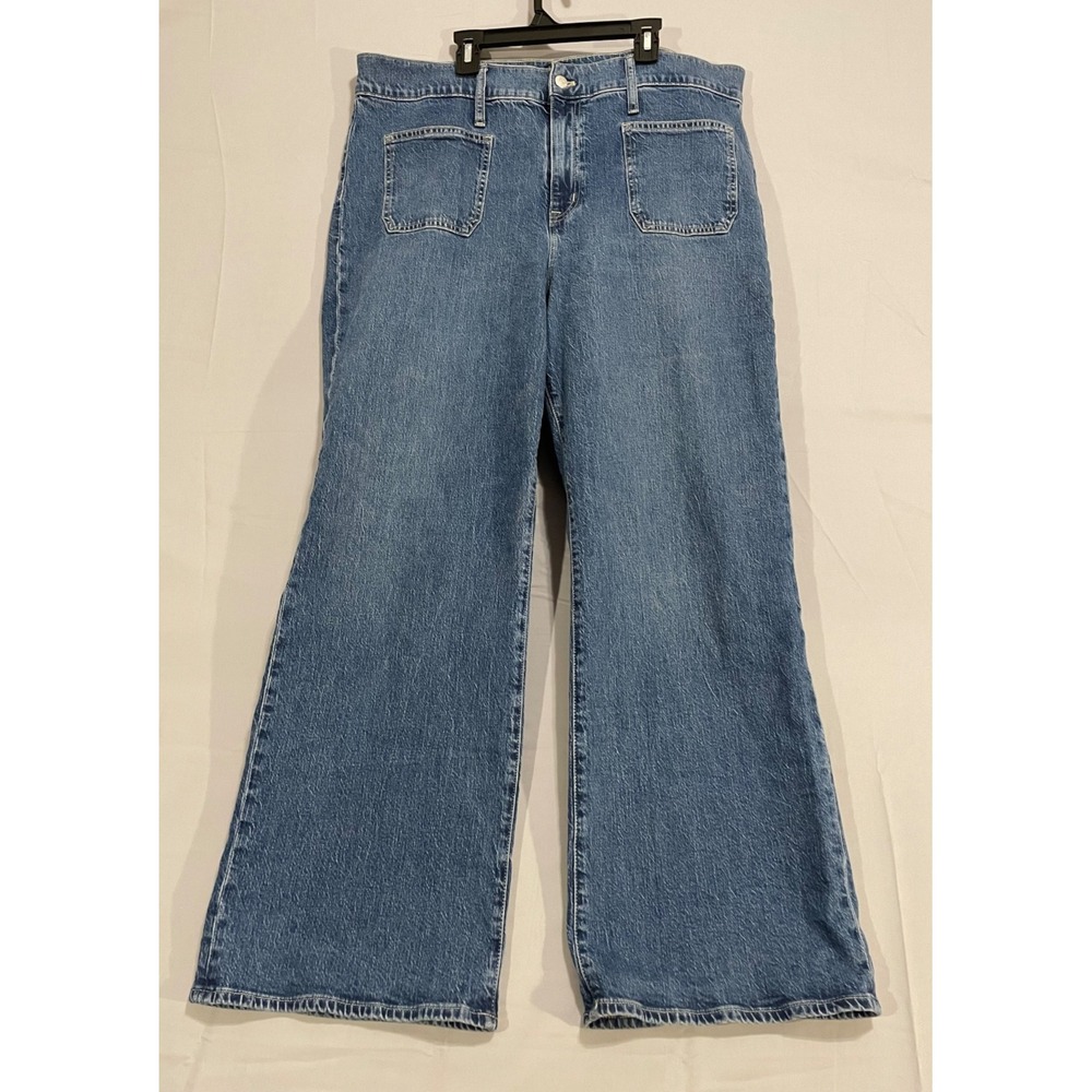 J CREW WOMENS 33 DENIM JEANS FULL LENTGH WIDE LEG MEDIUM WASH (37X29 MEASURED)